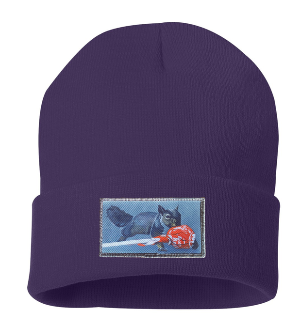 Secret Stash Squirrel Beanie Hats Flyn Costello Purple  