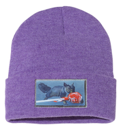 Secret Stash Squirrel Beanie Hats Flyn Costello Heather Purple  