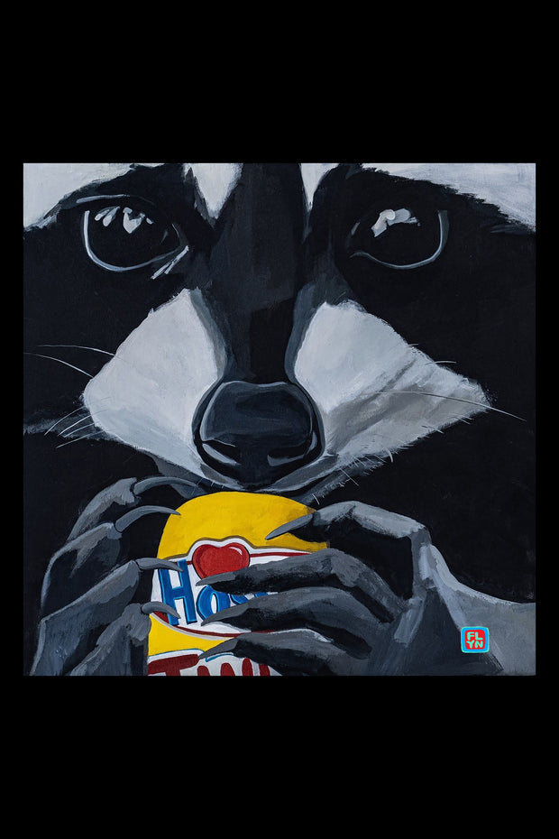 The Snack Kid Raccoon Print Prints Flyn_Costello_Art   