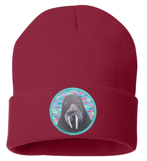 Walrus Dreams Beanie Hats Flyn Costello Cardinal Red  