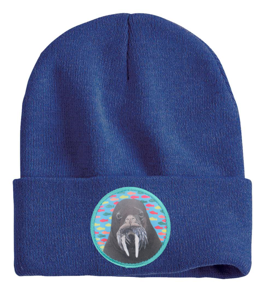 Walrus Dreams Beanie Hats Flyn Costello Heather Blue  