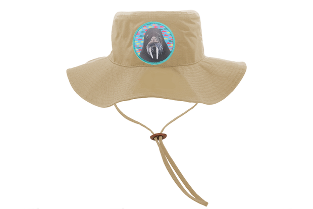 Khaki Bucket Hat with Drawstring Hats Flyn Costello Walrus  