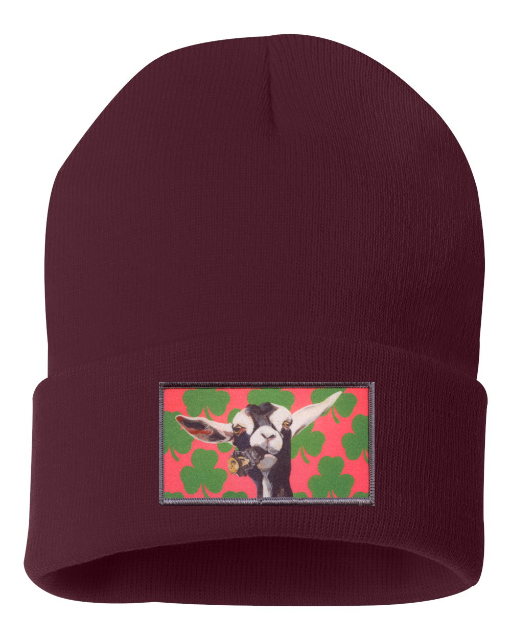 Can Crusher Goat Beanie Hats FlynHats Maroon  