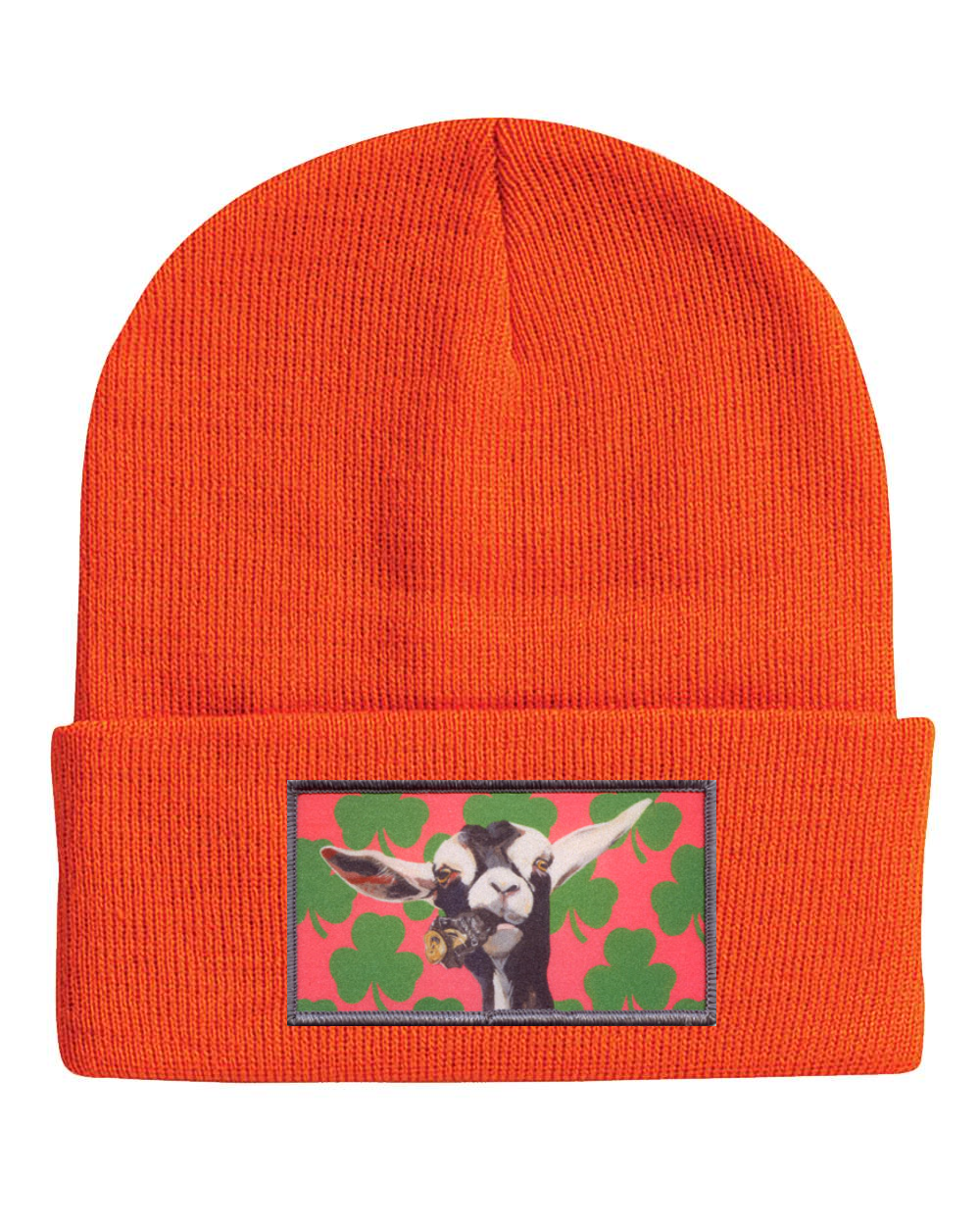 Can Crusher Goat Beanie Hats FlynHats Neon Orange  