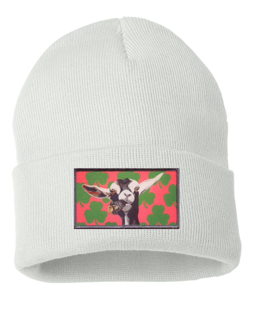 Can Crusher Goat Beanie Hats FlynHats White  