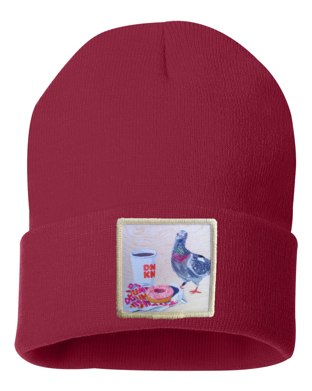 Pigeons Run on Donuts Beanie Hats Flyn Costello Cardinal Red  