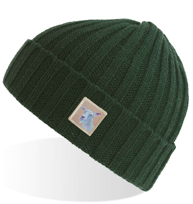 Green Sustainable Cable Knit Hats Flyn Costello Goat  