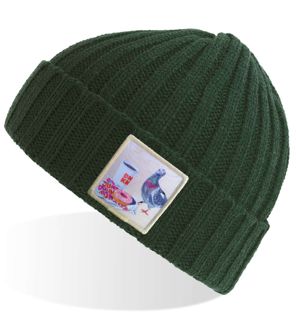 Green Sustainable Cable Knit Hats Flyn Costello Pigeons Run On Donuts  