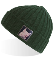 Green Sustainable Cable Knit Hats Flyn Costello Piggie  