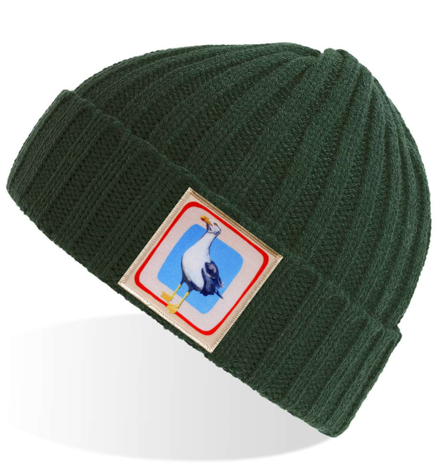 Green Sustainable Cable Knit Hats Flyn Costello Seagull  