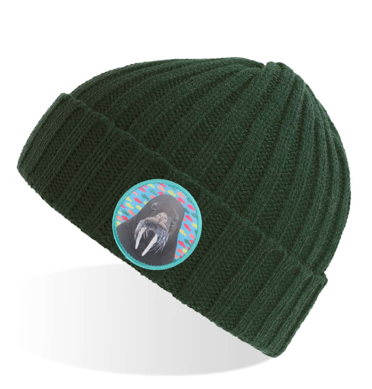Green Sustainable Cable Knit Hats Flyn Costello Walrus  