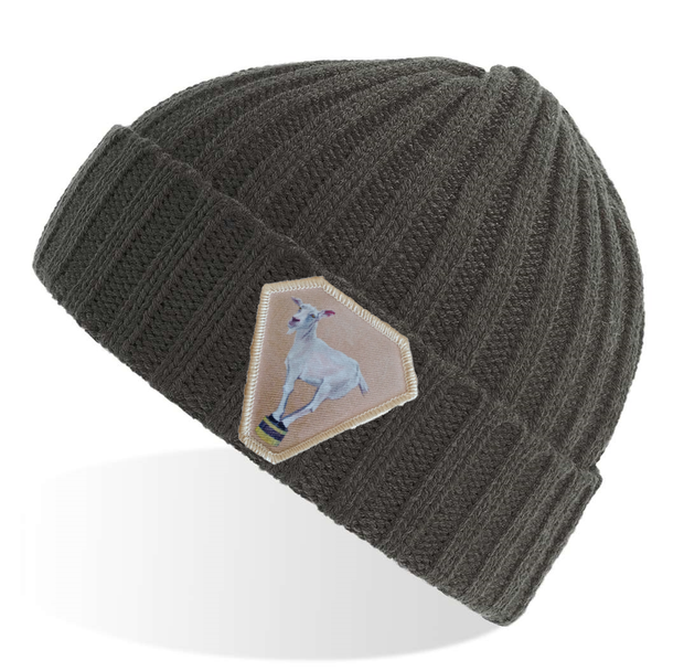 Grey Sustainable Cable Knit Hats Flyn Costello Diamond Goat  