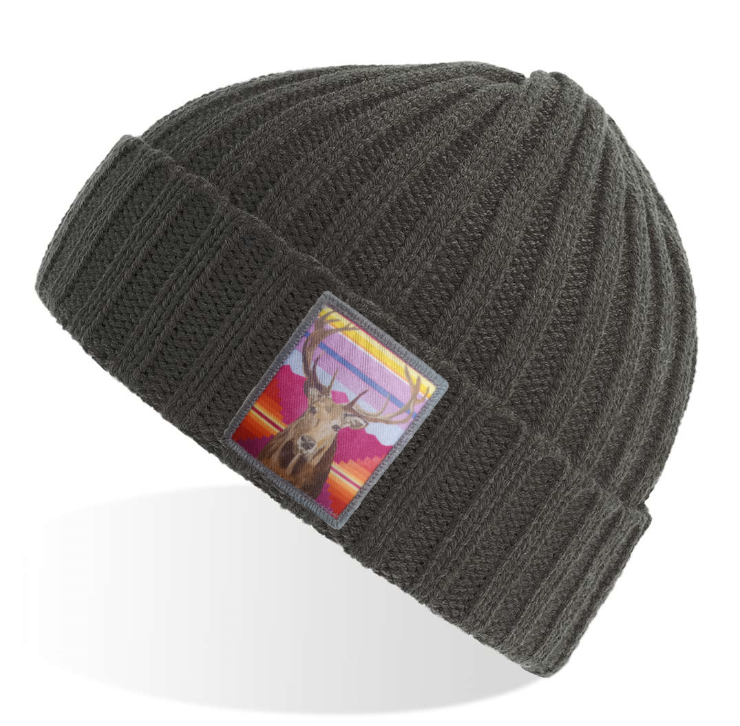 Grey Sustainable Cable Knit Hats Flyn Costello Elk  