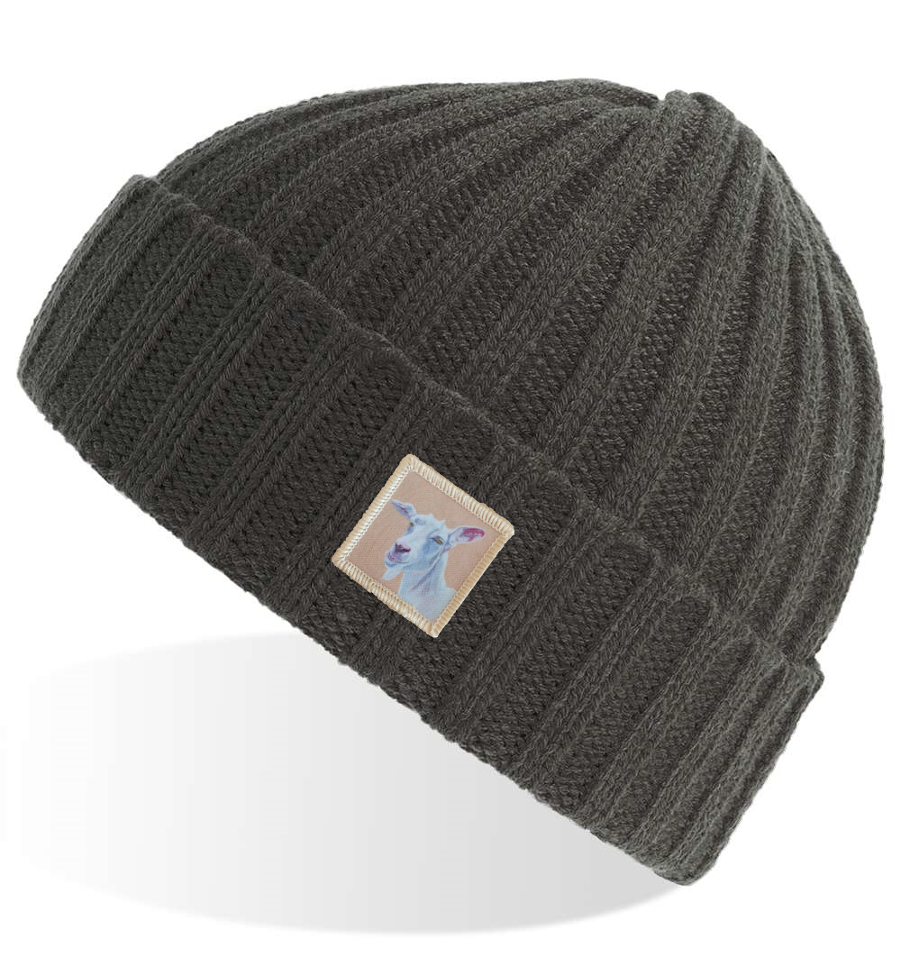 Grey Sustainable Cable Knit Hats Flyn Costello Goat  