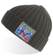 Grey Sustainable Cable Knit Hats Flyn Costello Junkfood Bandits  