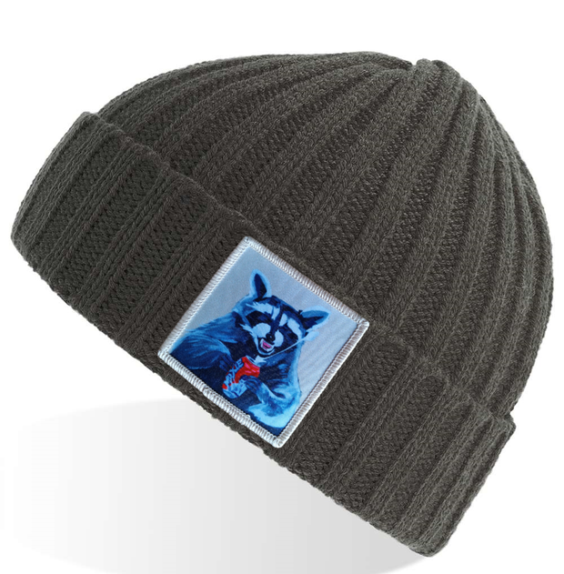 Grey Sustainable Cable Knit Hats Flyn Costello Camp Crasher  