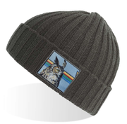 Grey Sustainable Cable Knit Hats Flyn Costello Owl  