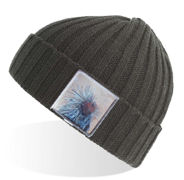 Grey Sustainable Cable Knit Hats Flyn Costello Porcupine  