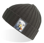 Grey Sustainable Cable Knit Hats Flyn Costello Seagull with Cig  
