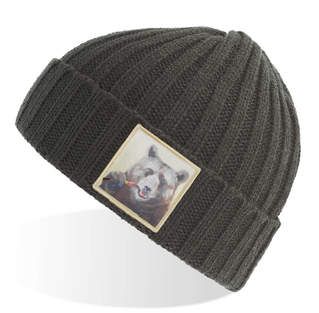 Grey Sustainable Cable Knit Hats Flyn Costello Slim Jimmy  