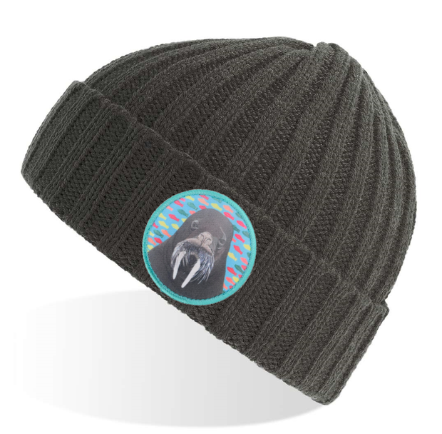 Grey Sustainable Cable Knit Hats Flyn Costello Walrus  