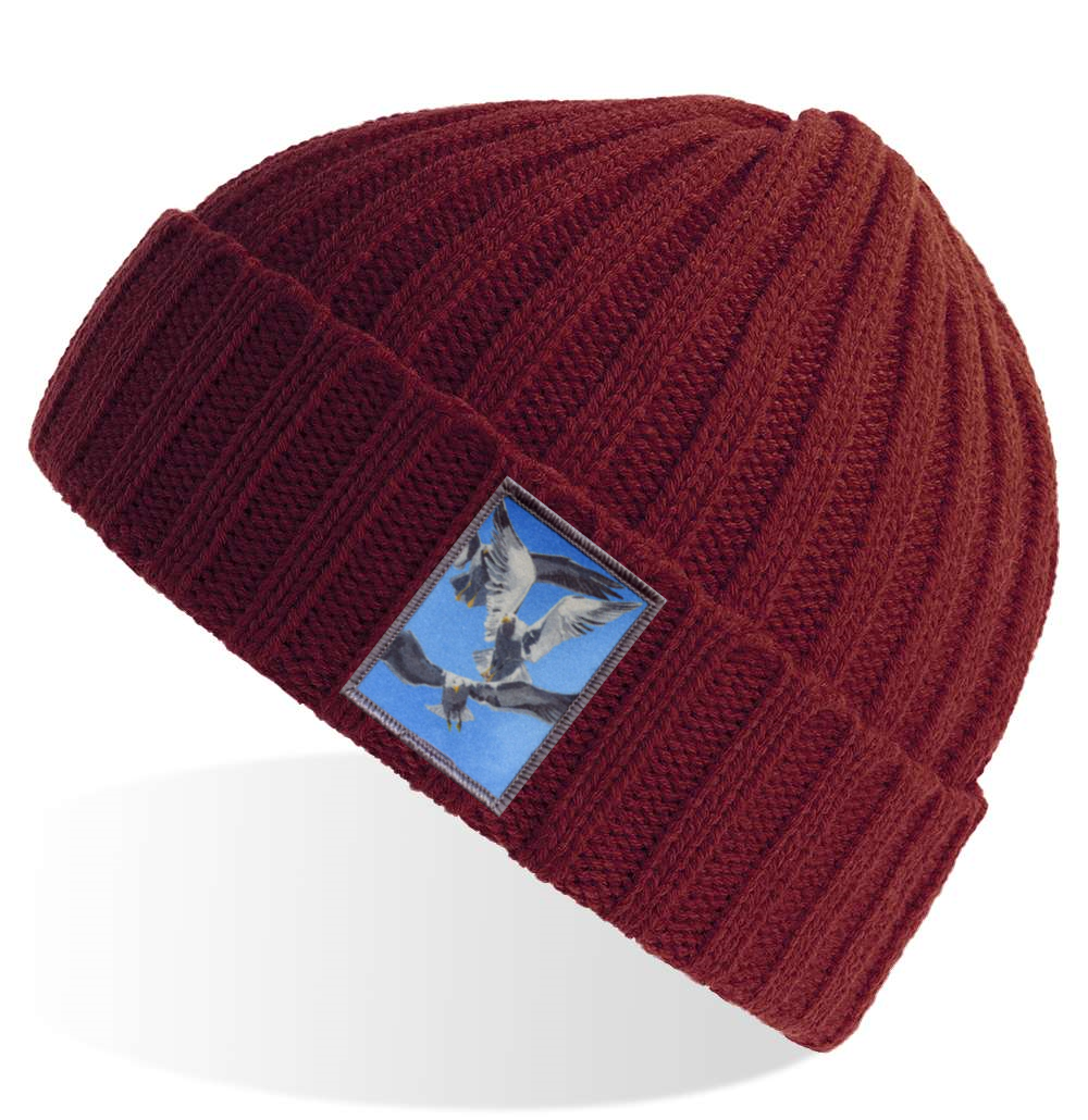 Maroon Sustainable Cable Knit Hats Flyn Costello Flock Of Seagulls  