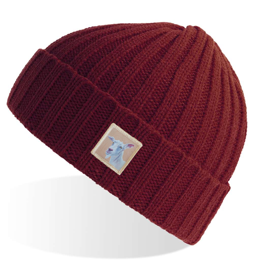 Maroon Sustainable Cable Knit Hats Flyn Costello Goat  