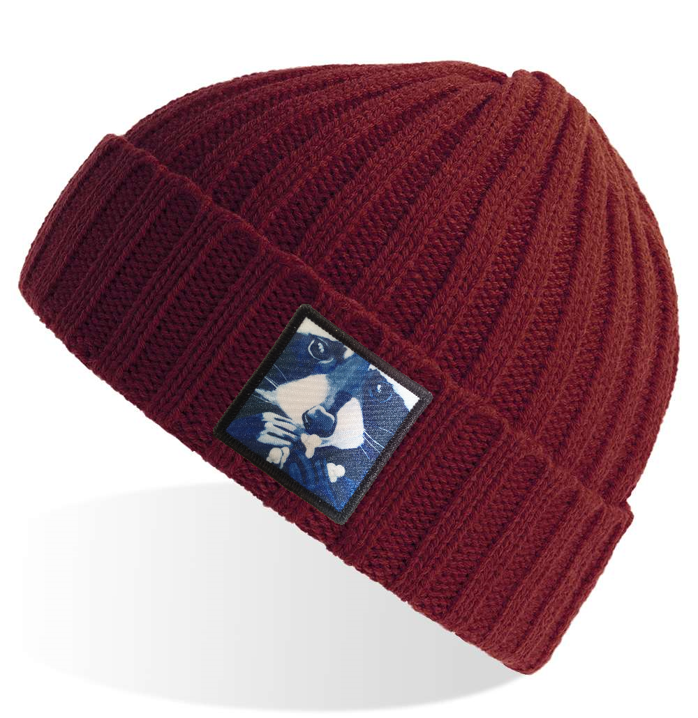 Maroon Sustainable Cable Knit Hats Flyn Costello Raccoon Pop  