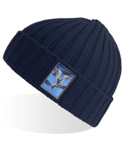 Navy Sustainable Cable Knit Beanie Hats Flyn Costello Flock Of Seagulls  