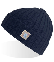Navy Sustainable Cable Knit Beanie Hats Flyn Costello Goat  