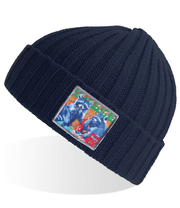 Navy Sustainable Cable Knit Beanie Hats Flyn Costello Junkfood Bandits  