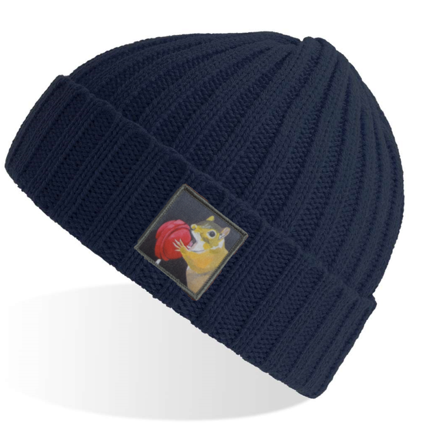 Navy Sustainable Cable Knit Beanie Hats Flyn Costello Lolly  