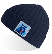 Navy Sustainable Cable Knit Beanie Hats Flyn Costello Camp Crasher  