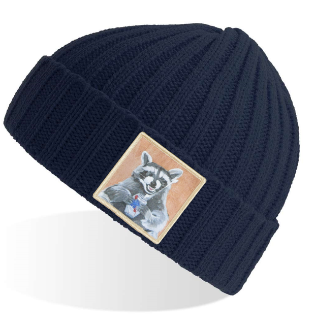 Navy Sustainable Cable Knit Beanie Hats Flyn Costello Beer Bandit  