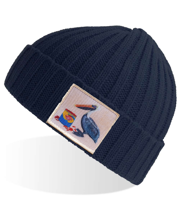 Navy Sustainable Cable Knit Beanie Hats Flyn Costello Gone Fishin'  