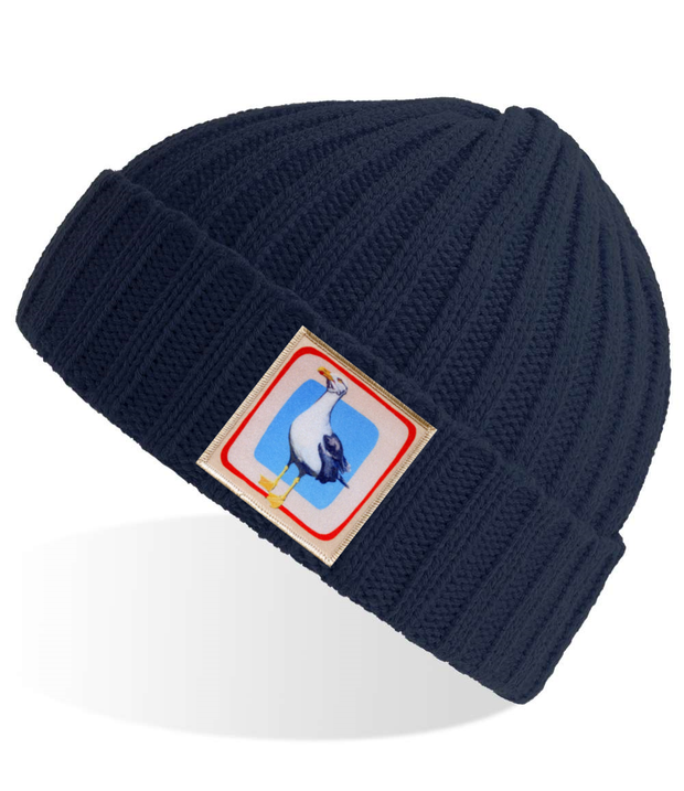 Navy Sustainable Cable Knit Beanie Hats Flyn Costello Seagull  