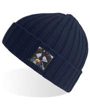 Navy Sustainable Cable Knit Beanie Hats Flyn Costello The Snack Kid  