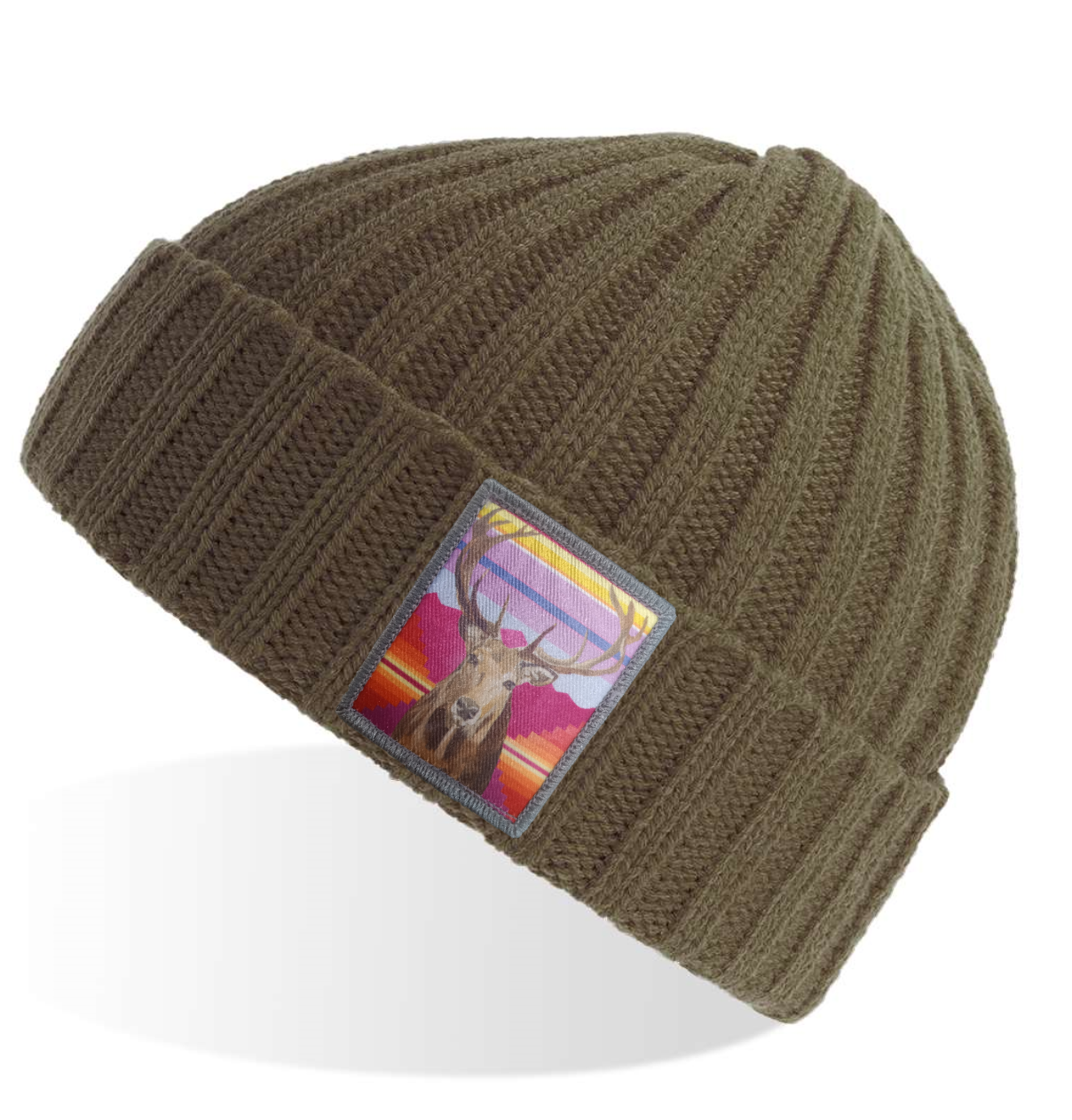 Olive Sustainable Cable Knit Hats Flyn Costello Elk  