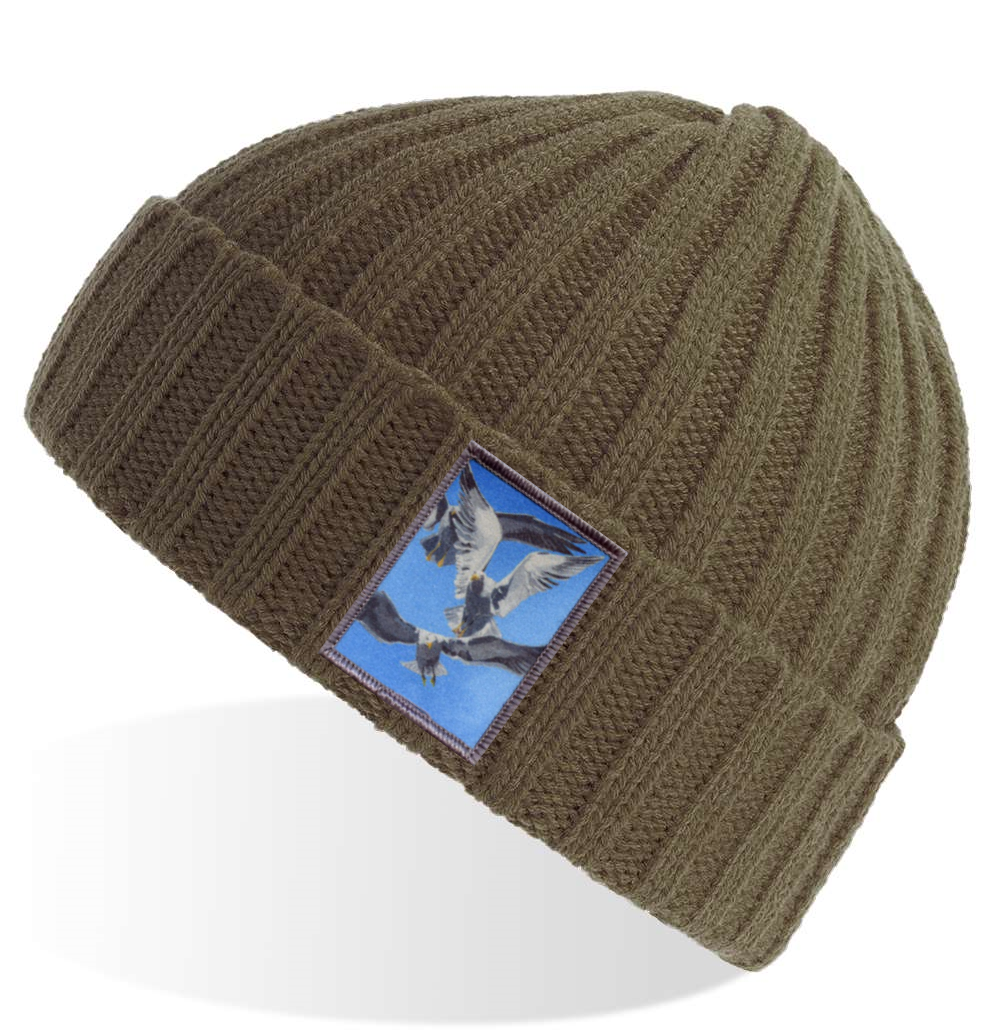 Olive Sustainable Cable Knit Hats Flyn Costello Flock Of Seagulls  