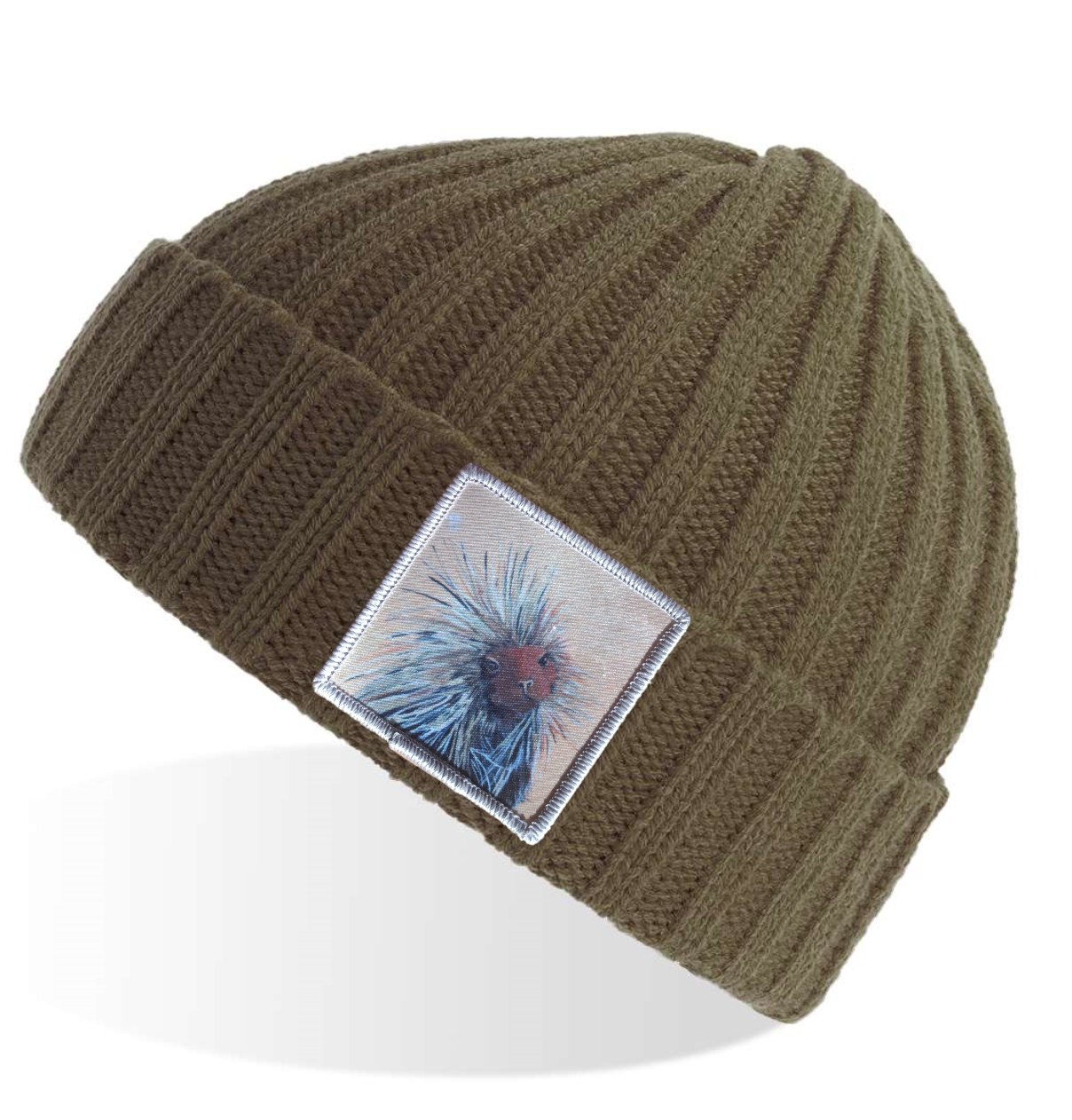 Olive Sustainable Cable Knit Hats Flyn Costello Porcupine  