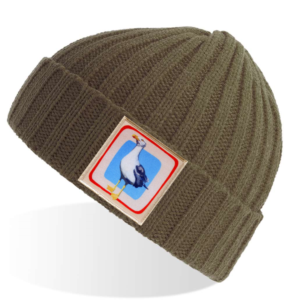 Olive Sustainable Cable Knit Hats Flyn Costello Seagull  