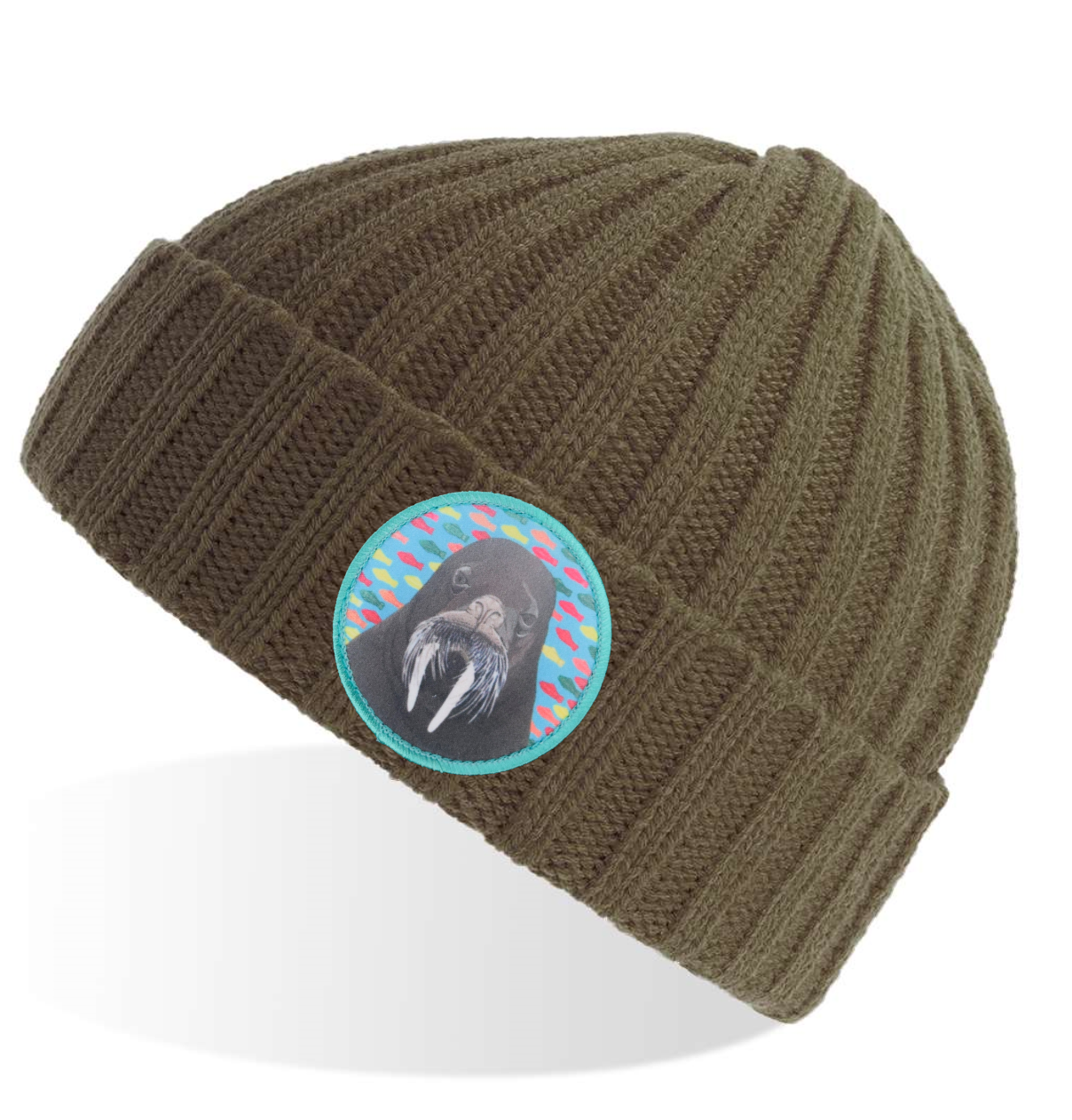 Olive Sustainable Cable Knit Hats Flyn Costello Walrus  