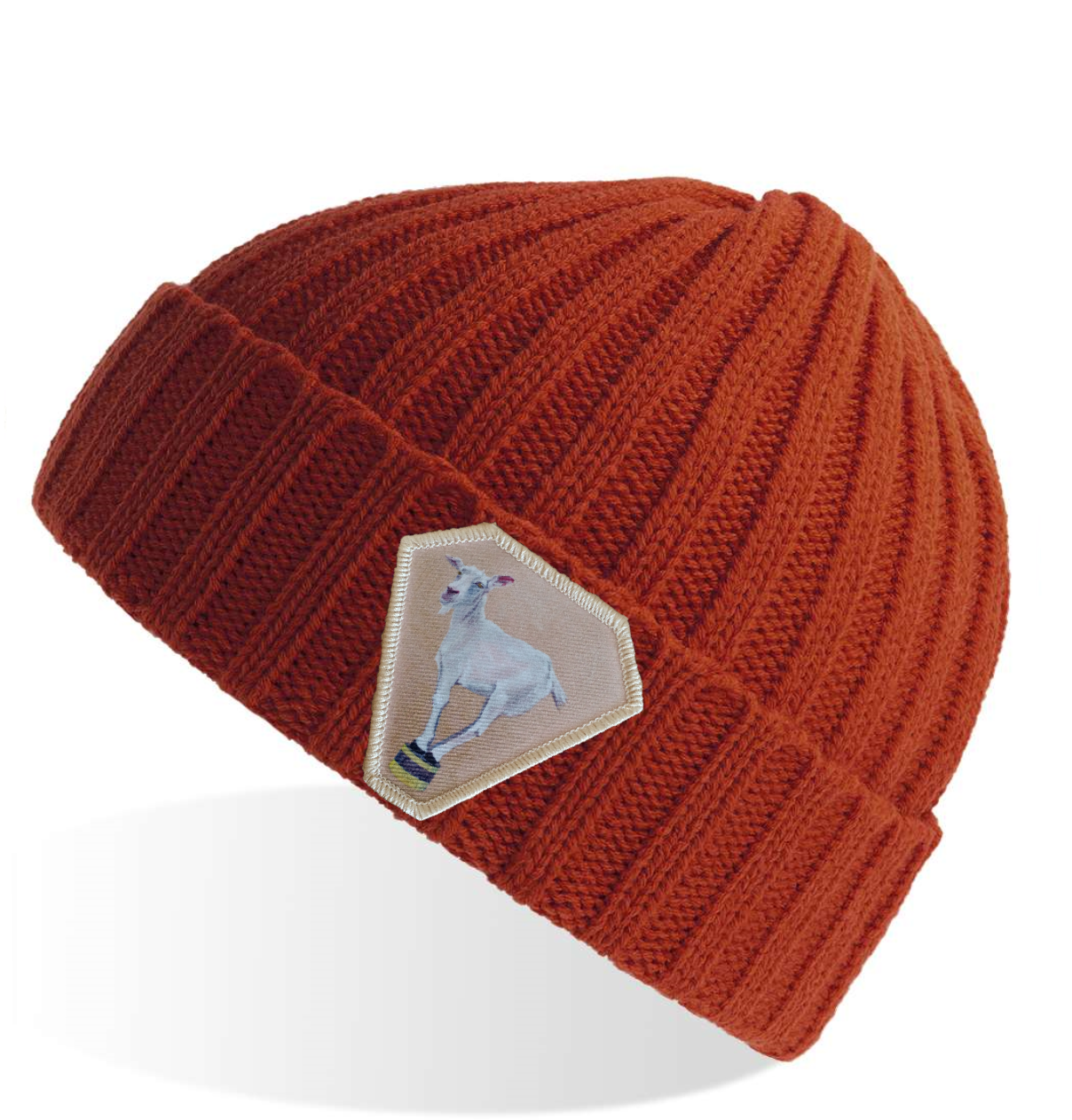 Rusty Sustainable Cable Knit Beanie Hats Flyn Costello Diamond Goat  