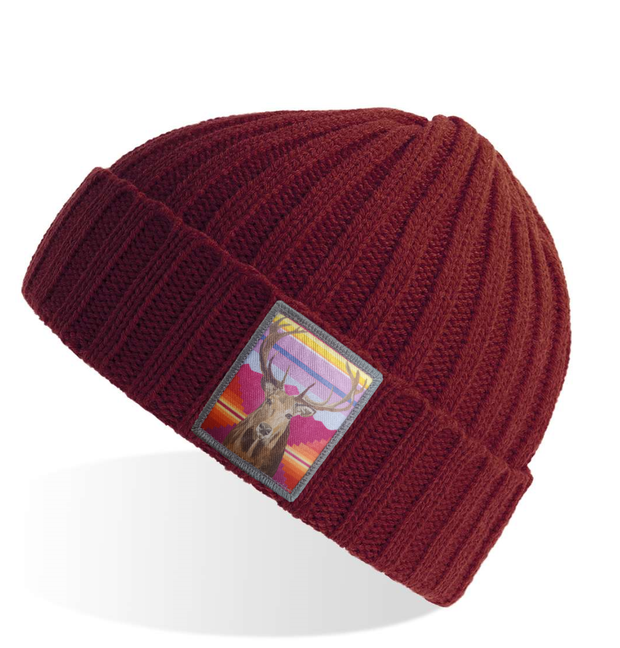 Maroon Sustainable Cable Knit Hats Flyn Costello Elk  