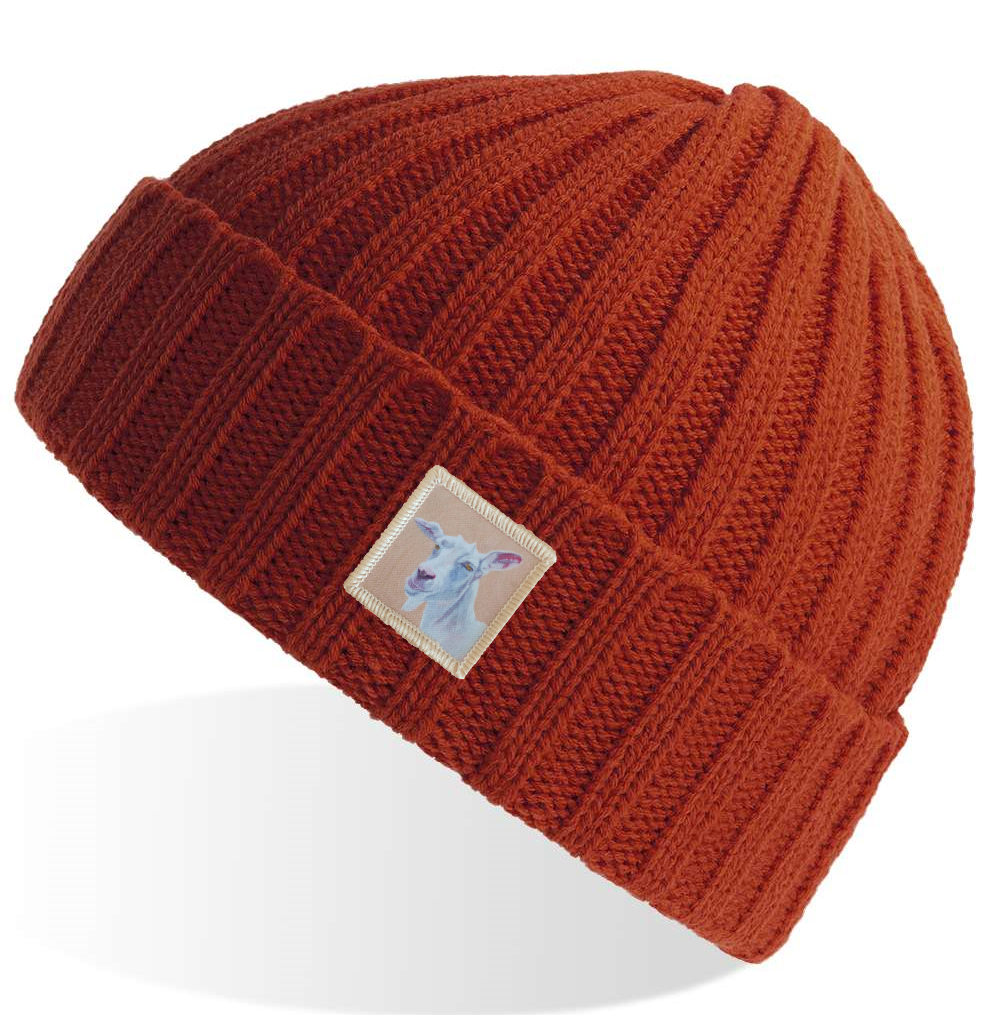 Rusty Sustainable Cable Knit Beanie Hats Flyn Costello Goat  