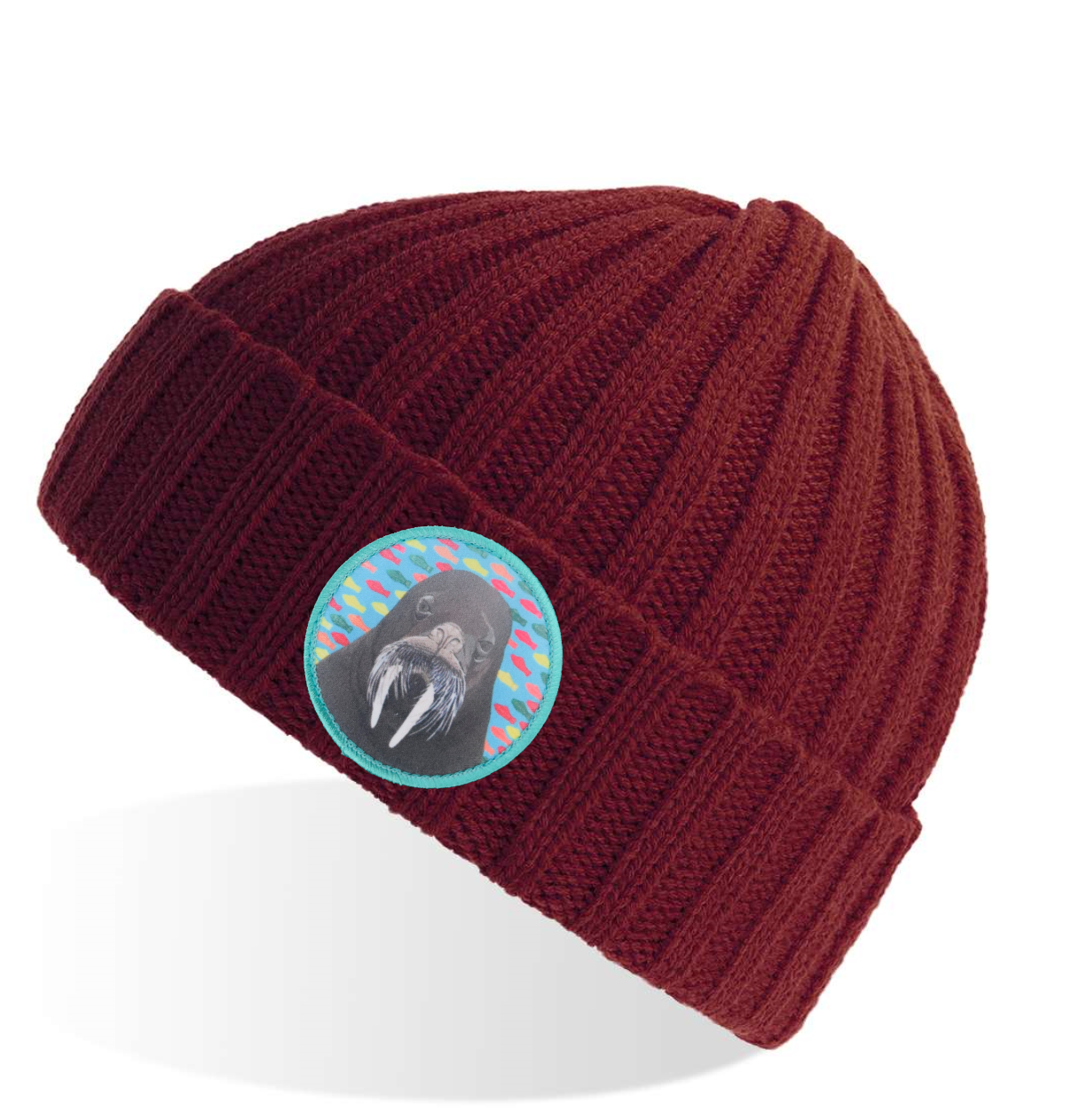 Maroon Sustainable Cable Knit Hats Flyn Costello Walrus  