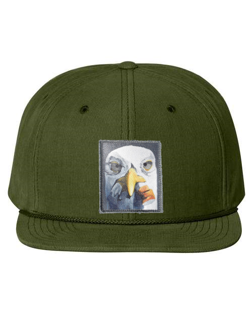 Olive Corduroy Flat Bill Trucker Hats Flyn Costello Seagull with Cig  