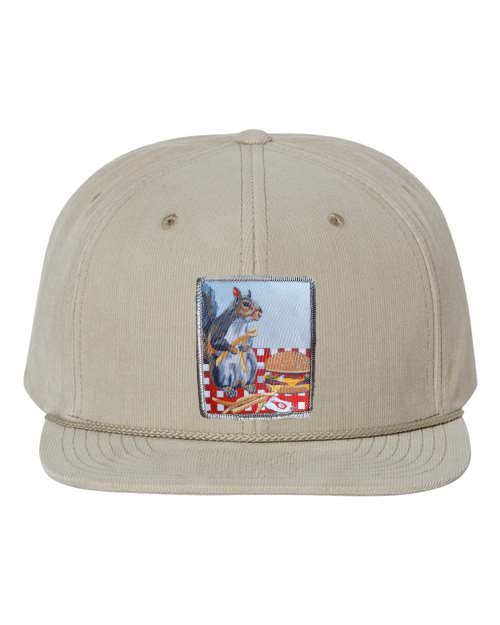 Tan Corduroy Flat Bill Trucker Hats Flyn Costello Squirrel Burger  