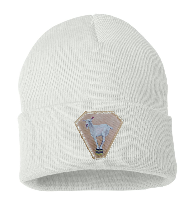 Diamond Goat Beanie Hats Flyn Costello White  