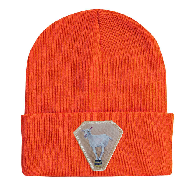 Diamond Goat Beanie Hats Flyn Costello Neon Orange  